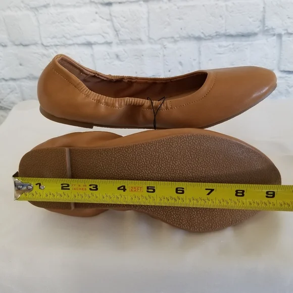 Torrid Scrunch Ballet Flats Shoes Size 8 Tan Cognac Brown Wide Width Neutral New - Picture 15 of 16